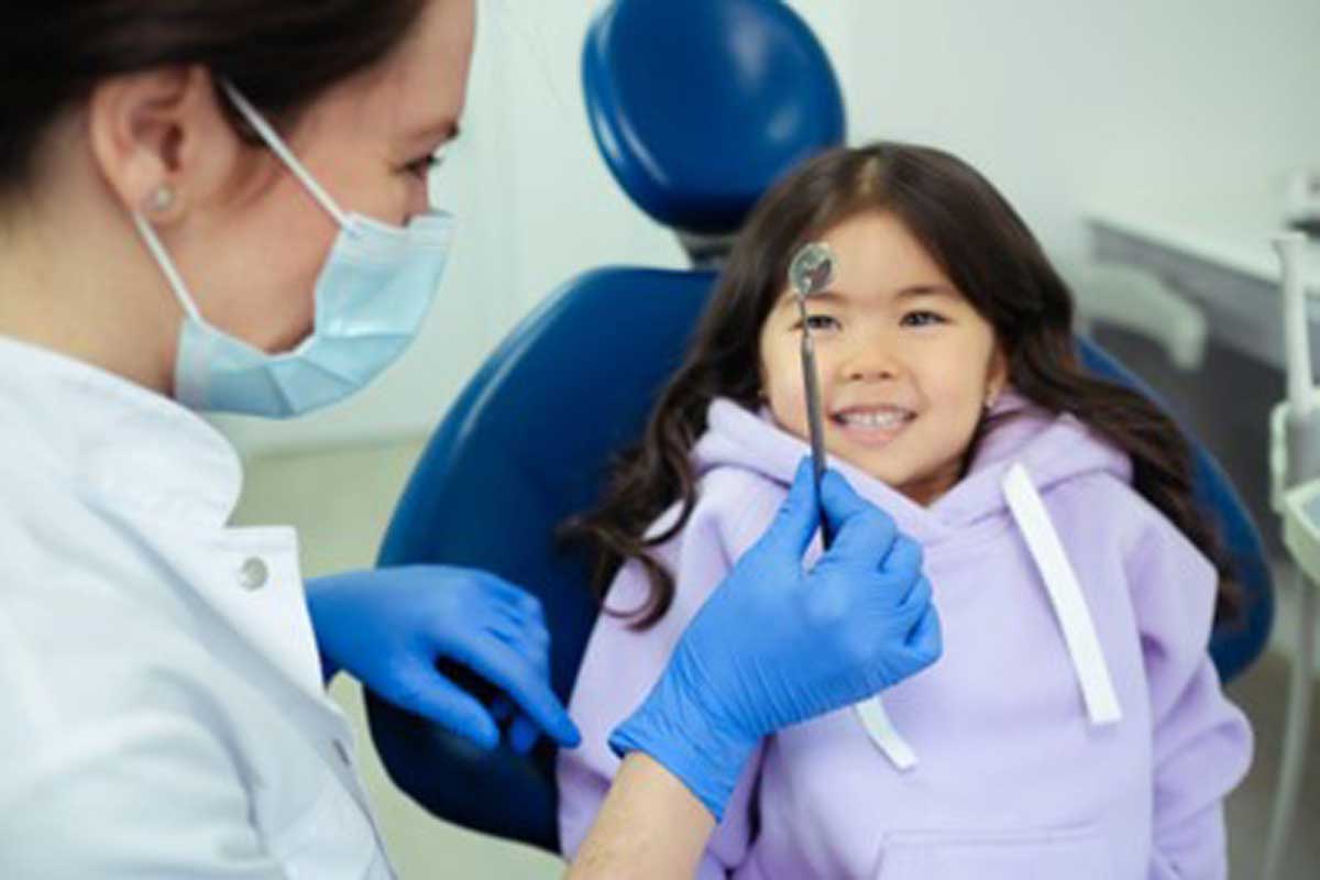 Child visiting an orthodontist for braces