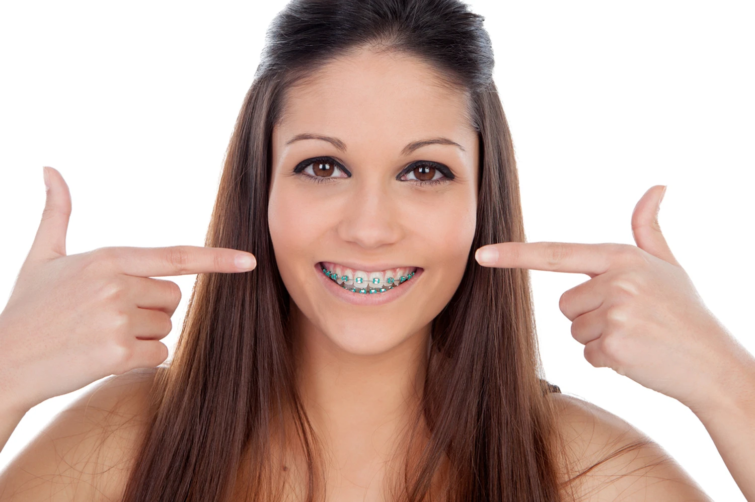 Teenage girl wearing orthodontic braces